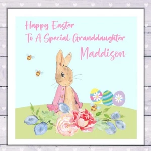 Primera tarjeta de Pascua personalizada hija nieta sobrina niñas Peter Rabbit - Imagen 1 de 6