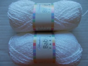 Herrschners Baby Yarn 2-ply, White Satin Sparkle, lot of 2 (175 yds each) - Picture 1 of 2