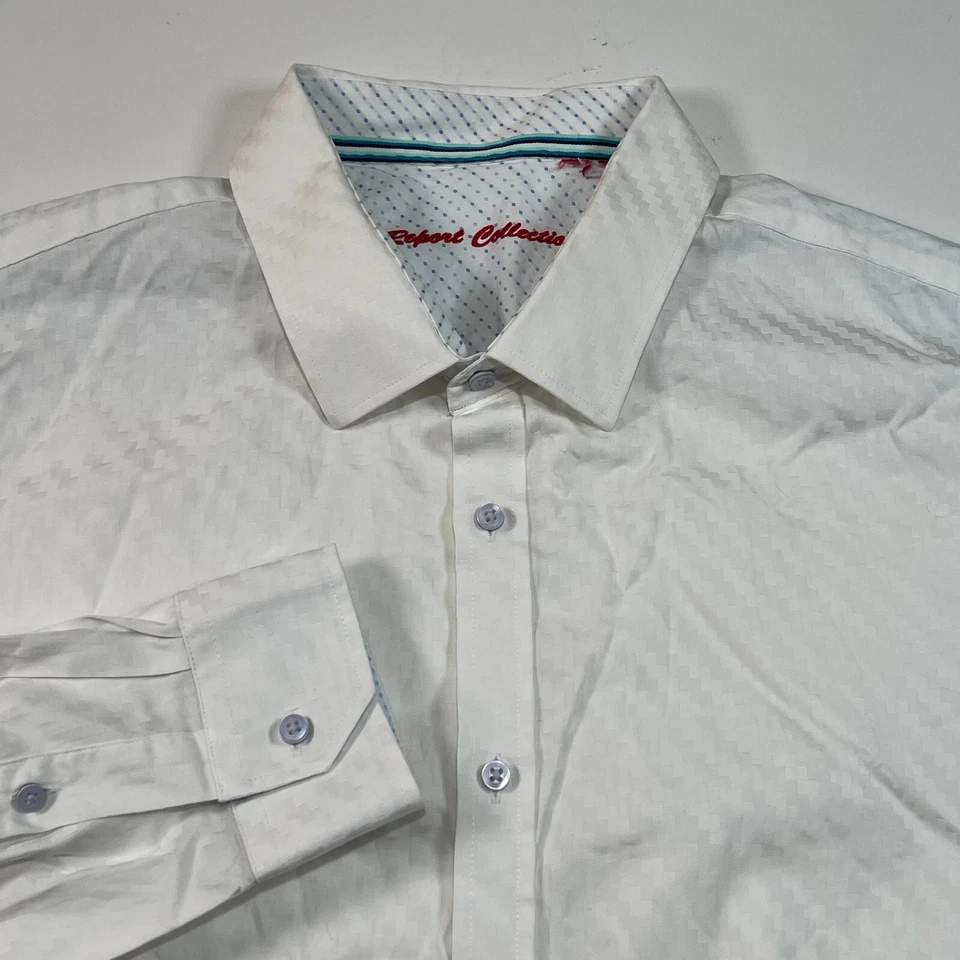 Report Collection Button Up Shirt Mens XXL White Long Sleeve Geometric - Image 1 of 4