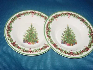 CHRISTOPHER RADKO 2 TRADITIONS HOLIDAY CELEBRATIONS BOWL 9" CHRISTMAS TREE GIFT - Picture 1 of 3