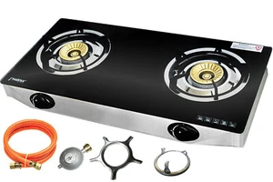 PS-2 Gaskocher 2 flammig 8 KW Glas Propan Campingkocher mit Zündsicherung - Bild 1 von 6