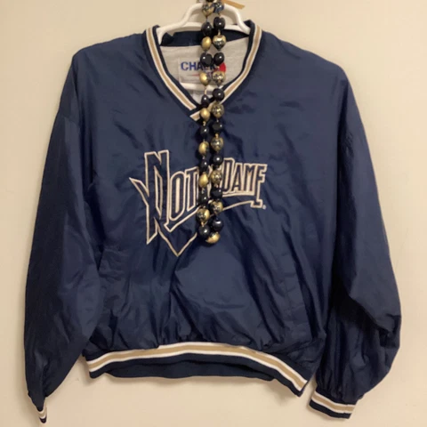 Vintage Notredame Chalk Line sports pullover jacket Large And Necklace Cover