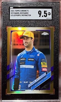 2021 Topps Chrome Formula 1 Gold/Purple Refractor Daniel Ricciardo #29 SGC 9.5 - Image 1 of 2