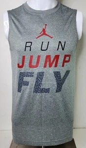 Nike Jordan Sleeveless Shirt Boys Size XL 13-15 YRS Gray Dri-Fit RUN JUMP FLY - Picture 1 of 14