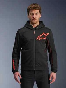 Alpinestars Chrome V2 Air Hoodie Motorbike/Motorcycle casual - Black Red Fluo - Picture 1 of 9