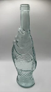 Collectible Art Glass Light Aqua Blue Green Fish Shape Bottle - Picture 1 of 21