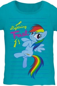 Camiseta My Little Pony Rainbow Dash Lightning Fast Teal dibujos animados niños niñas - Imagen 1 de 3
