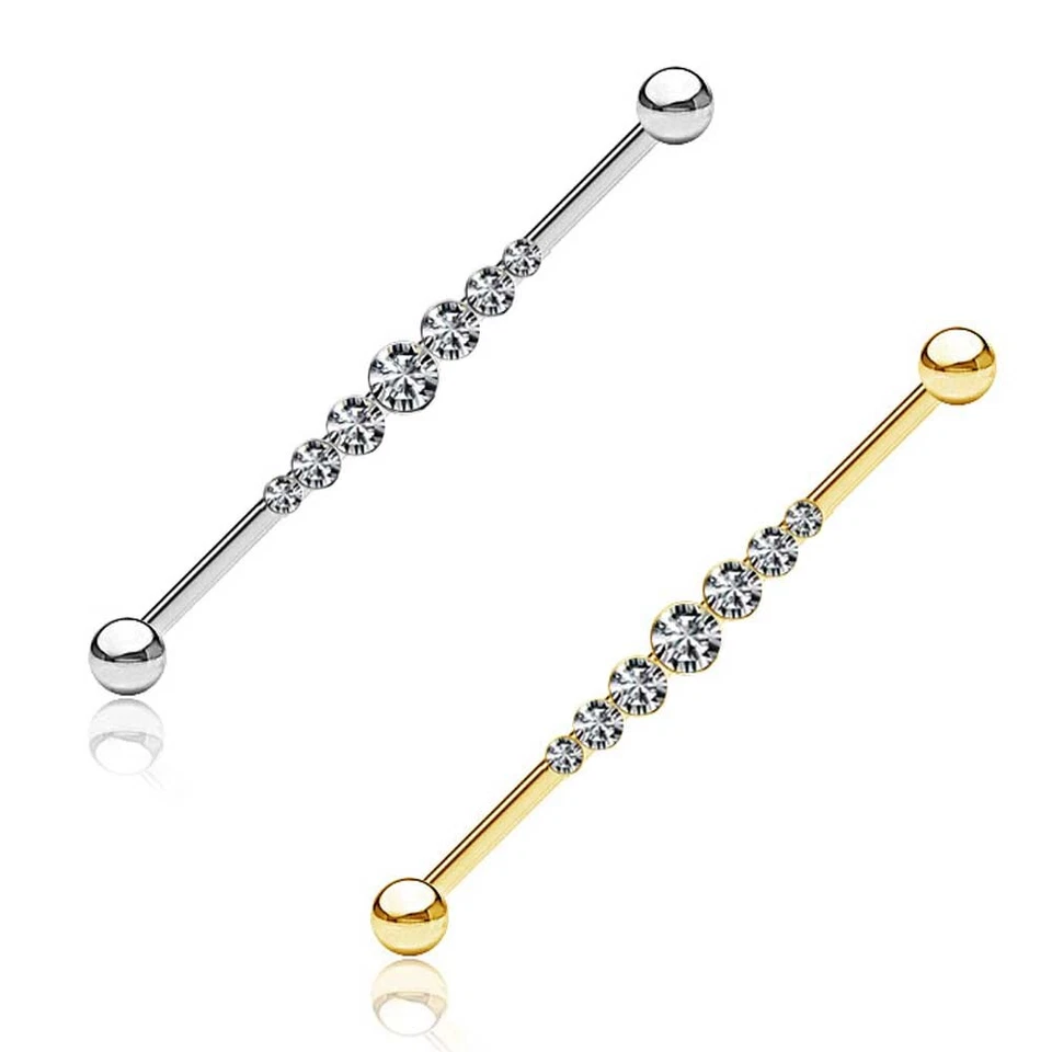 Piercing Industriale Impalcatura Cristallo Orecchio Barbell Zirconia Fila Z581 - Immagine 1 di 1