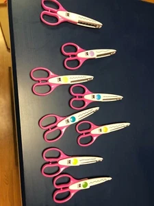 8 pairs pink EK plastic and metal craft scrapbooking scissors different designs - Picture 1 of 1