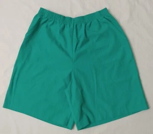 KORET FRANCISCA SHORTS GREEN SIZE 14 ELASTIC WAIST POLYESTER COTTON - Picture 1 of 2