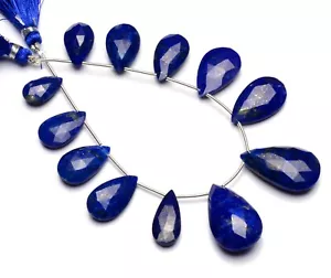 Brioletas gemas naturales afganas lapislázuli facetadas 14x9 a 25x14 mm en forma de pera 7" - Imagen 1 de 4