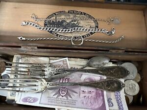 1915 California Expo Box & Spoon Plus Old US & Foreign Coins w/Silver COBM-240