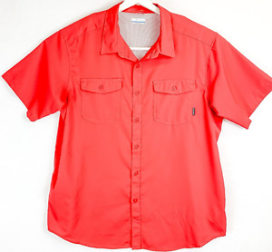 Columbia Omni-Wick  Fishing Shirt Coral Red Side Vent Men's 2X Outdoors Deep Sea