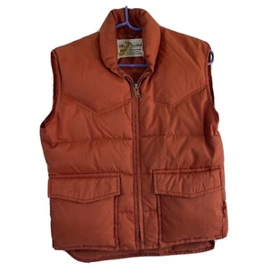 VTG 70's Men's Ski Daddle Duck Down Vest MV-200 Nylon Shell Burnt Orange - Picture 1 of 10