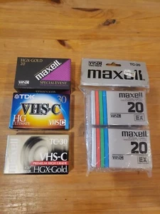 Lot Of 5 assorted VHS-C Tapes NEW SEALED MAXELL TDK cassettes - Picture 1 of 2