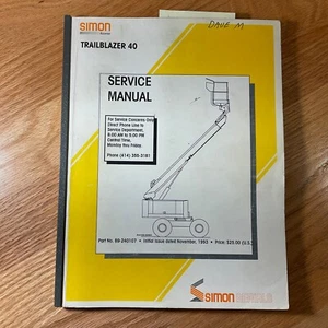 SIMON Trailblazer 40 SERVICIO TALLER REPARACIÓN SOLUCIÓN MANUAL GUÍA Pluma Elevadora - Imagen 1 de 10