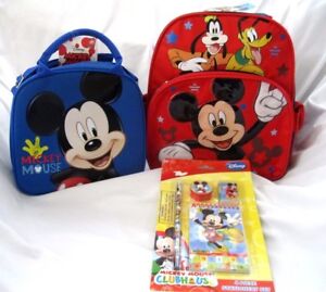 Myszka Miki, Pluto, & Goofy 12" Plecak, Mickey Lunchbox i zestaw stacjonarny - Nowy!