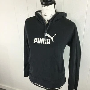 PUMA Graphic Pullover Long Sleeve Black Hooded Sweatshirt Hoodie Girl's Size L - Picture 1 of 10