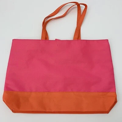 "Bolso de mano grande Wacoal rosa con ribete de color salmón NUEVO 17""" Foto 1 de 4