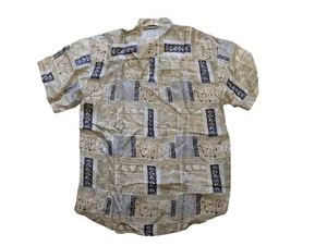 vintage 1980's PURE pure silk oversized short sleeve Men shirt M beige - Picture 1 of 5
