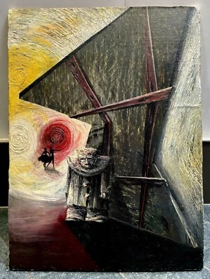 Finely Painted 1950’s Surrealist Oil Painting- From Opera Pagliacci - De Chirico - Image 1 of 4