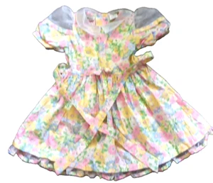 Vintage Girls Dress 6X Rachel's Kids Floral Circle Garden Party Cottagecore Bow - Picture 1 of 14
