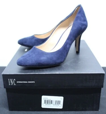 Zapatos de salón de cuero para mujer INC International Concepts tacón azul marino gamuza talla 5 usados Foto 1 de 4