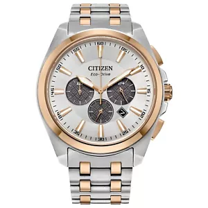Citizen Eco-Drive Men's Peyten Chronograph Silver Gold Watch 41MM CA4516-59A - Picture 1 of 4