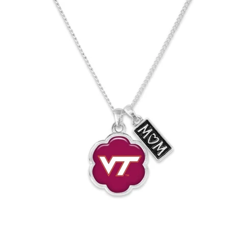 Virginia Tech Hokies Mom Hazel Silver Chain Necklace Jewelry Gift VT Cover