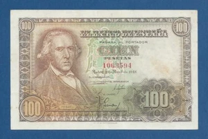 ESPAÑA // SPAIN -- 100 PESETAS ( 1948 ) -- EBC- // VF+ -- SIN SERIE // NO SERIAL - Picture 1 of 2