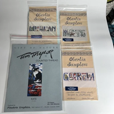 CAT Counted Thread Gift of Nature STITCHING Craft Book, Wyo Michigan GA Sampler - Image 1 of 4