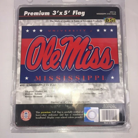 OLE MISS REBELS NCAA LICENSED 3' X 5' PREMIUM FLAG BANNER FREE SHIPPING Cover