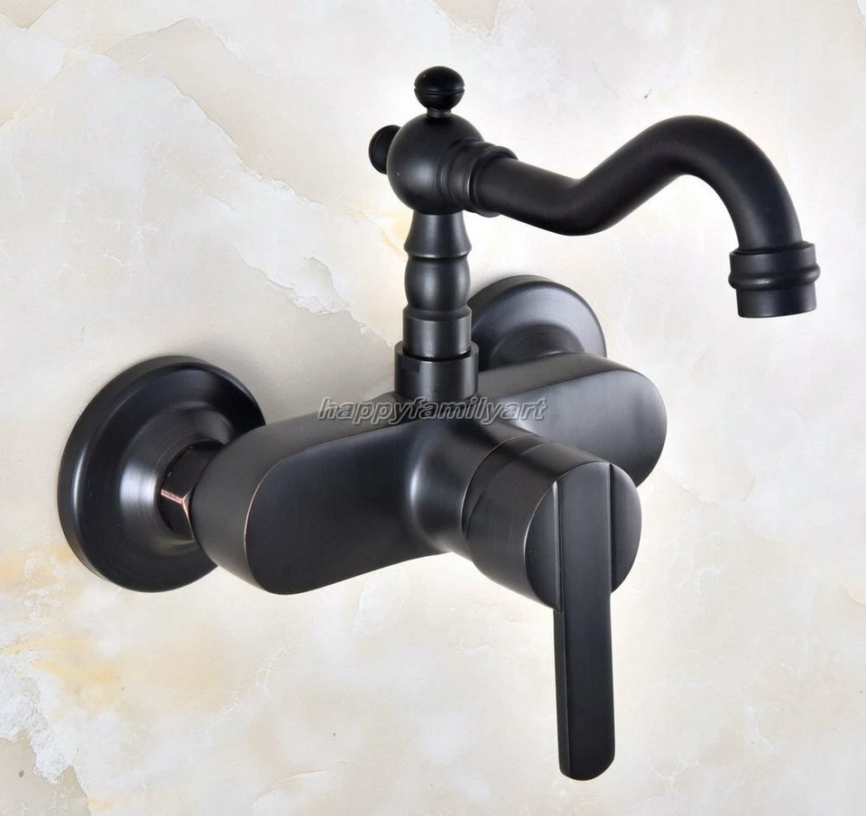 Black Oil Brass Wall Mount Swivel Bathroom Basin Mixer Tap / Sink Faucet ynf844 - Image 1 of 1