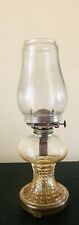Vintage Amber And Clear Hobnail Glass Kerosene Oil Lamp; J-2090; Parlor Lamp