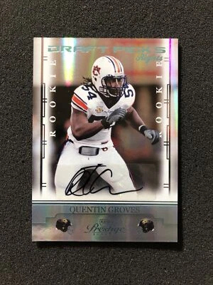 2008 Playoff Prestige Draft Picks QUENTIN GROVES #186 Autograph Rookie 244/250 - Image 1 of 4