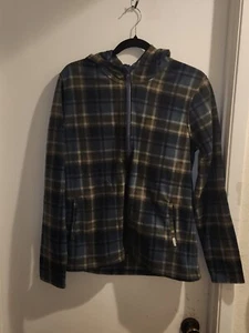O'Neill Men's MediumPull Over Hooded Plaid fleece 3/4 Zip Sweatshirt With Pocket - Picture 1 of 7