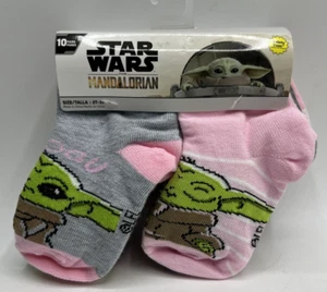 Girls Size 2T-3T Disney Star Wars Mandalorian 10-Pairs Toddler Socks Safety Toes - Picture 1 of 6