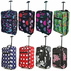 55cm Ryanair EasyJet Cabin Trolley Wheeled Suitcase Hand Luggage Holdall Bag - Picture 1 of 47