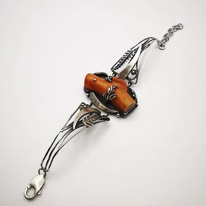 Opere d'arte, vintage, esclusivo bracciale da donna, argento sterling 925, corallo, gioielli - Foto 1 di 9
