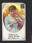 c.1880s Burdock Blood Bitters Foster Millburn NY Girl Trade Card Victorian VTC