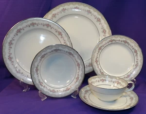 BEAUTIFUL 6 PC PLACE SETTING VINTAGE NORITAKE CHINA GLENWOOD 5770JAPAN PINK ROSE - Picture 1 of 14
