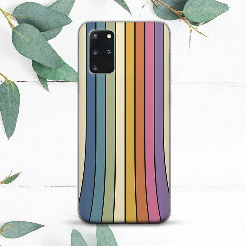 Funda Retro Años 70 Arco Iris Líneas Abstractas Para Samsung Note 20 S20 S21 S22 S23 S24 FE Foto 1 de 1