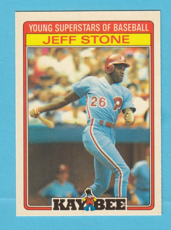 1986 Kaybee Topps Superstars of Baseball - Jeff Stone - Phillies  Box 735 - Image 1 of 1