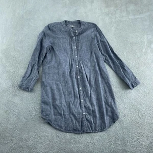 J. Jill Womens M Blue Long Sleeve Button-Front Tunic Top Linen/Viscose 1813 - Picture 1 of 8