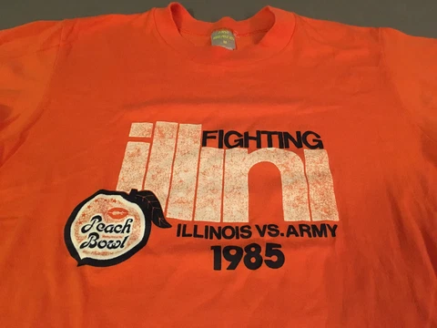 Vintage Genuine 1985 University of Illinois Peach Bowl ARMY Football T-Shirt MED Cover