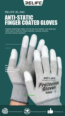 Repair PPE Gloves PU Coated Mobile Phones Tablets DIY Size 8/9 ReLife RL-063 UK - Image 1 of 4
