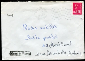 MARTINICA (23717): 1974 LORRAIN cancela "Missent to St.Lucia" en portada - Imagen 1 de 1