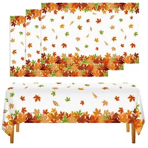 3 Pcs Thanksgiving Fall Leaf Tablecloth Disposable Autumn Maple Leaf Table Co... - Picture 1 of 7
