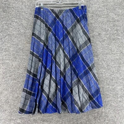 Falda Parsons Place Mujer M Mediana Azul Geométrica Maxi Larga Tiro Medio Lana Foto 1 de 4