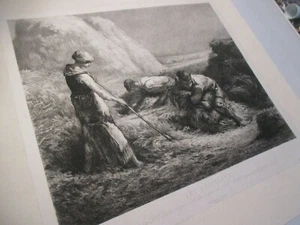 Le Couteux nach Jean F Millet Les Botteleurs Gravur Antik  - Bild 1 von 10